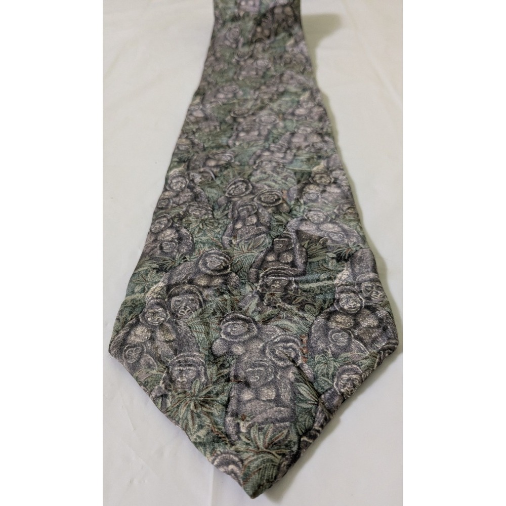 Vintage Wembley Endangered Species Men's Silk Tie Jungle Gorilla 55 x 4